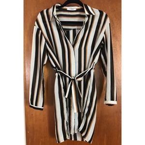 Tunic blouse with tie waste